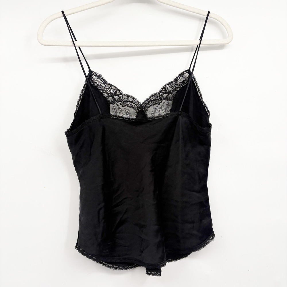 Filigree Womens Vintage Black Lace Trim Coquette Silk Cami Lingerie Top Size S - Picture 6 of 6